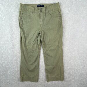 Bandolino Blu Pants Womens 8 Green Straight Crop High Rise‎ Stretch Dbl Button